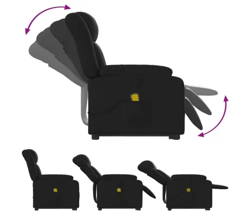 Masāžas Krēsls, Paceļams, Atgāžams, Melna Mākslīgā Āda Vidaxl