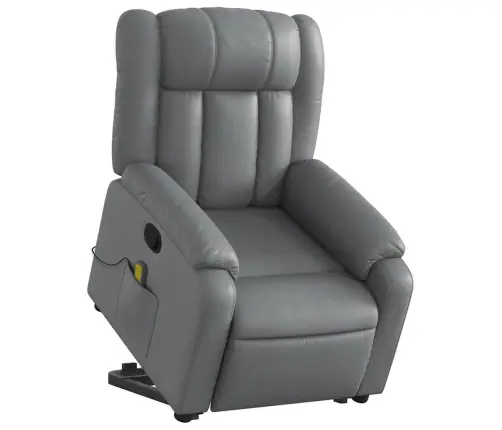 Masāžas Krēsls, Paceļams, Atgāžams, Pelēka Mākslīgā Āda Vidaxl