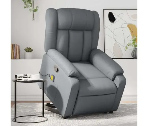 Masāžas Krēsls, Paceļams, Atgāžams, Pelēka Mākslīgā Āda Vidaxl