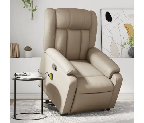 Masāžas Krēsls, Paceļams, Kapučīno Krāsas Mākslīgā Āda Vidaxl