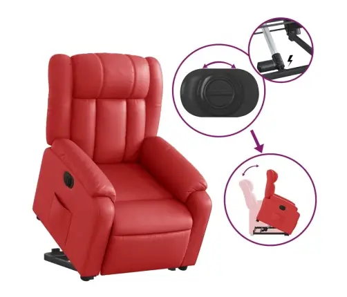 Atsistojantis Elektrinis Krėslas, Raudonas, Dirbtinė Oda