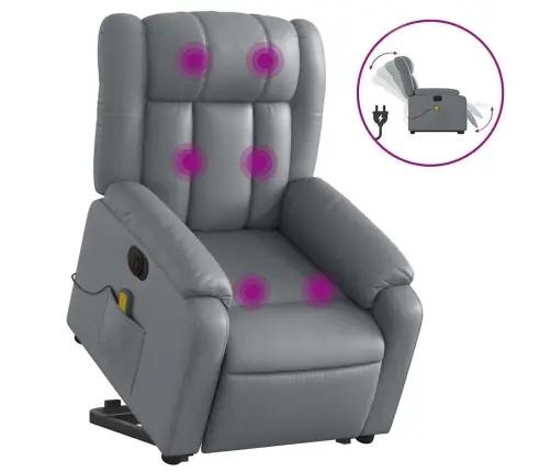 Elektriline Püstitõusmist Toetav Massaažitool, Hall, Kunstnahk