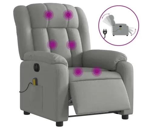 Elektrisks Masāžas Krēsls, Atgāžams, Gaiši Pelēks Audums Vidaxl