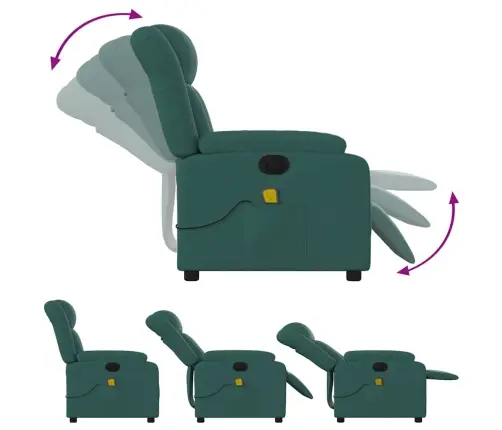 Elektrisks Masāžas Krēsls, Atgāžams, Tumši Zaļš Audums Vidaxl Elektrisks Masāžas Krēsls, Atgāžams, Tumši Zaļš Audums Vidaxl