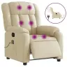 Elektrinis Atlošiamas Masažinis Krėslas, Kreminis, Audinys