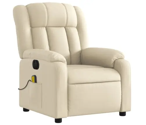 Elektrinis Atlošiamas Masažinis Krėslas, Kreminis, Audinys