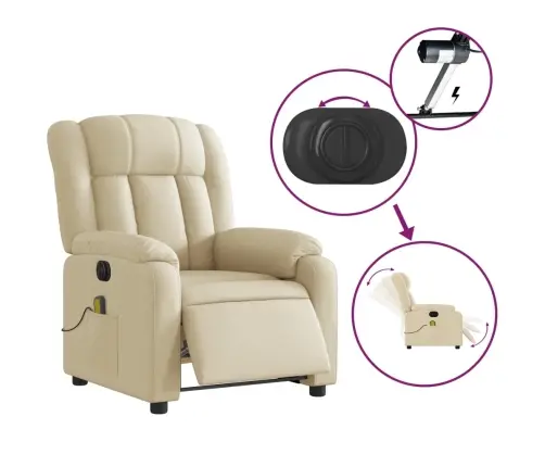 Elektrinis Atlošiamas Masažinis Krėslas, Kreminis, Audinys