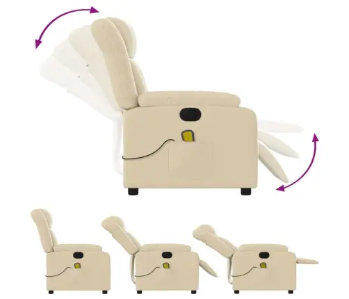 Elektrinis Atlošiamas Masažinis Krėslas, Kreminis, Audinys