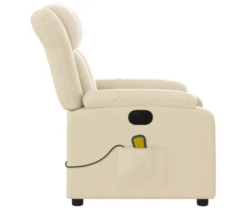 Elektrinis Atlošiamas Masažinis Krėslas, Kreminis, Audinys