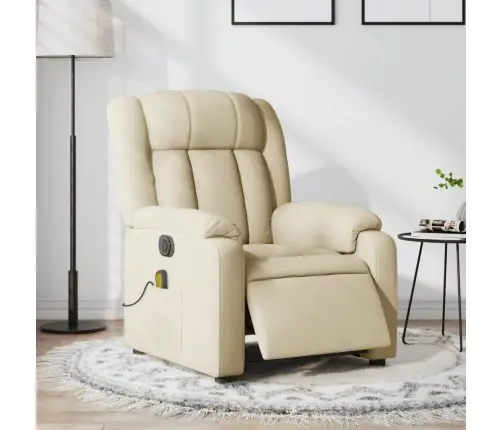 Elektrinis Atlošiamas Masažinis Krėslas, Kreminis, Audinys