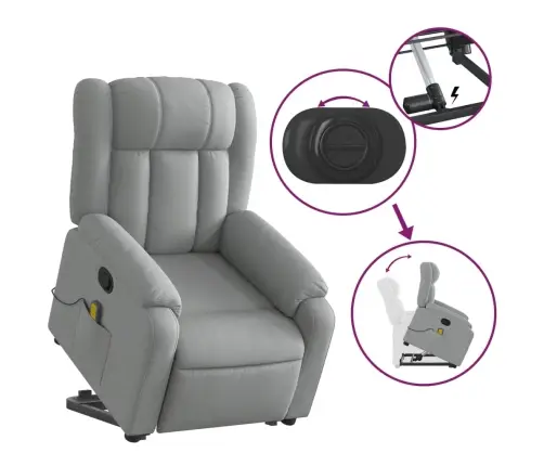 Atsistojantis Masažinis Krėslas, Šviesiai Pilkas, Audinys