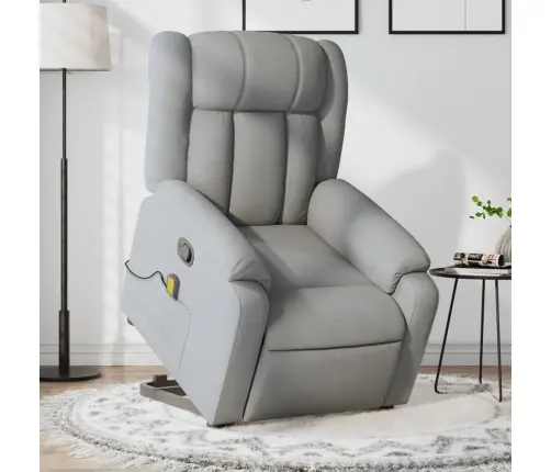 Atsistojantis Masažinis Krėslas, Šviesiai Pilkas, Audinys