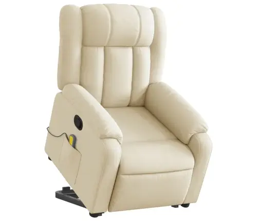 Masāžas Krēsls, Paceļams, Atgāžams, Krēmkrāsas Audums Vidaxl