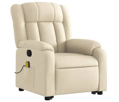 Masāžas Krēsls, Paceļams, Atgāžams, Krēmkrāsas Audums Vidaxl