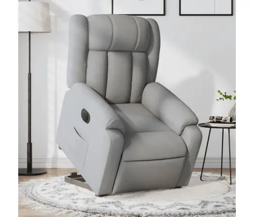 Elektrisks Atpūtas Krēsls Paceļams/Atgāžams Gaiši Pelēks Audums Vidaxl