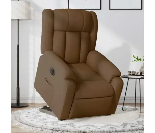 Elektrisks Atpūtas Krēsls, Paceļams, Atgāžams, Brūns Audums Vidaxl