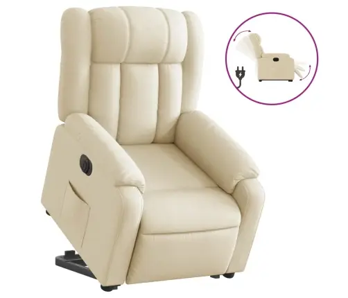 Elektrinis Atsistojantis Atlošiamas Krėslas, Kreminis, Audinys Elektrinis Atsistojantis Atlošiamas Krėslas, Kreminis, Audinys