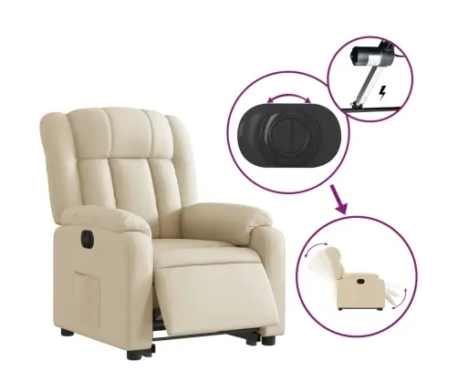 Elektrinis Atsistojantis Atlošiamas Krėslas, Kreminis, Audinys Elektrinis Atsistojantis Atlošiamas Krėslas, Kreminis, Audinys