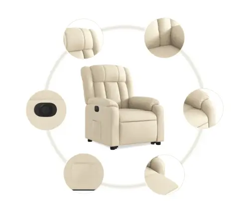 Elektrinis Atsistojantis Atlošiamas Krėslas, Kreminis, Audinys Elektrinis Atsistojantis Atlošiamas Krėslas, Kreminis, Audinys