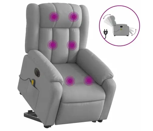 Elektrisks Masāžas Krēsls, Paceļams, Atgāžams, Pelēks Audums Vidaxl