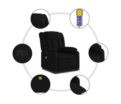 Elektrisks Masāžas Krēsls, Paceļams, Atgāžams, Melns Audums Vidaxl Elektrisks Masāžas Krēsls, Paceļams, Atgāžams, Melns Audums Vidaxl