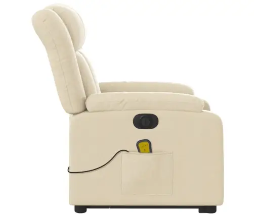 Atsistojantis Elektrinis Masažinis Krėslas, Kreminis, Audinys Atsistojantis Elektrinis Masažinis Krėslas, Kreminis, Audinys