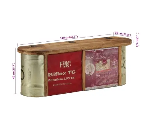 Hoiupink/Puhvetkapp, 120 X 30 X 40 cm Taastatud Puit