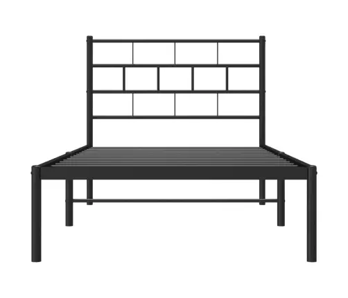 Gultas Rāmis Ar Galvgali, Melns Metāls, 75X190 Cm Vidaxl