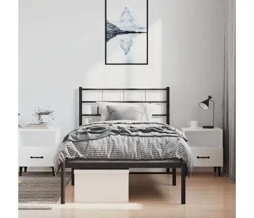 Gultas Rāmis Ar Galvgali, Melns Metāls, 100X190 Cm Vidaxl