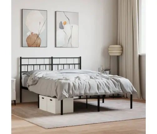 Gultas Rāmis Ar Galvgali, Melns Metāls, 120X200 Cm Vidaxl
