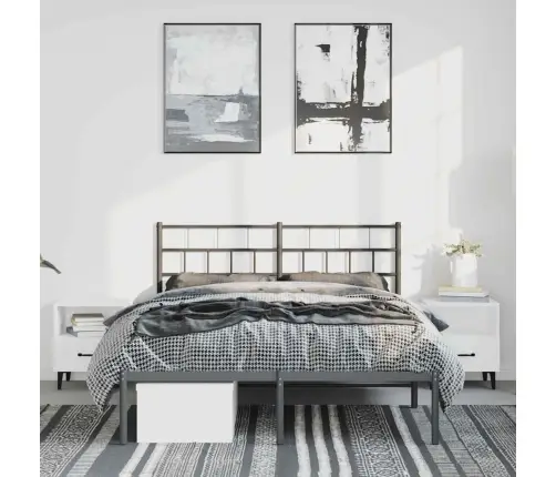 Metalinis Lovos Rėmas Su Galvūgaliu, Juodos Spalvos, 135X190Cm