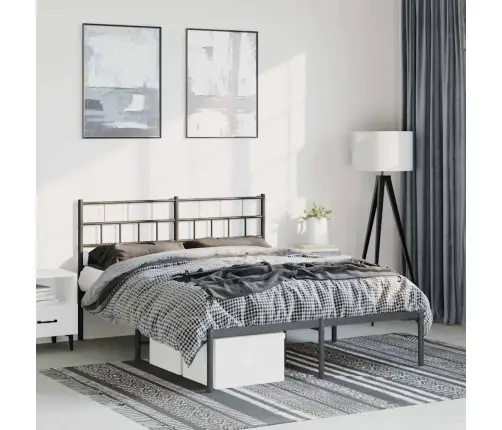 Metalinis Lovos Rėmas Su Galvūgaliu, Juodos Spalvos, 135X190Cm