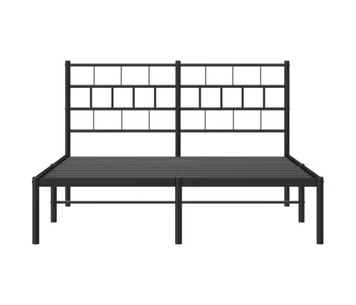 Gultas Rāmis Ar Galvgali, Melns Metāls, 140X190 Cm Vidaxl