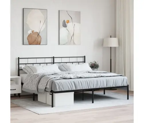 Gultas Rāmis Ar Galvgali, Melns Metāls, 180X200 Cm Vidaxl