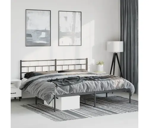 Gultas Rāmis Ar Galvgali, Melns Metāls, 183X213 Cm Vidaxl