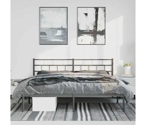 Gultas Rāmis Ar Galvgali, Melns Metāls, 193X203 Cm Vidaxl