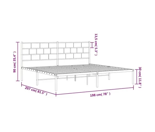 Gultas Rāmis Ar Galvgali, Melns Metāls, 193X203 Cm Vidaxl