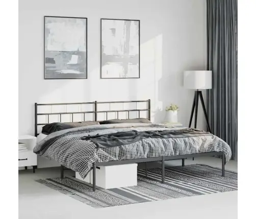 Gultas Rāmis Ar Galvgali, Melns Metāls, 193X203 Cm Vidaxl