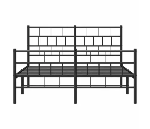 Metallist Voodiraam Peatsi Ja Jalutsiga, Must, 150X200 Cm