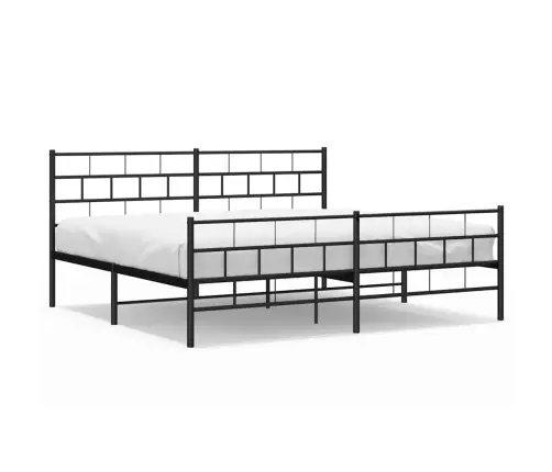 Gultas Rāmis Ar Galvgali Un Kājgali, Melns Metāls, 193X203 Cm Vidaxl