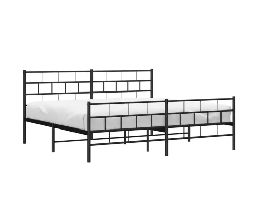 Gultas Rāmis Ar Galvgali Un Kājgali, Melns Metāls, 193X203 Cm Vidaxl