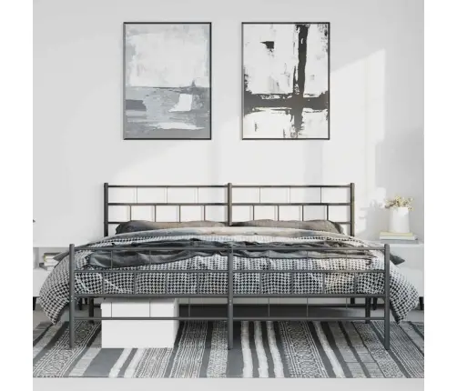 Gultas Rāmis Ar Galvgali Un Kājgali, Melns Metāls, 193X203 Cm Vidaxl