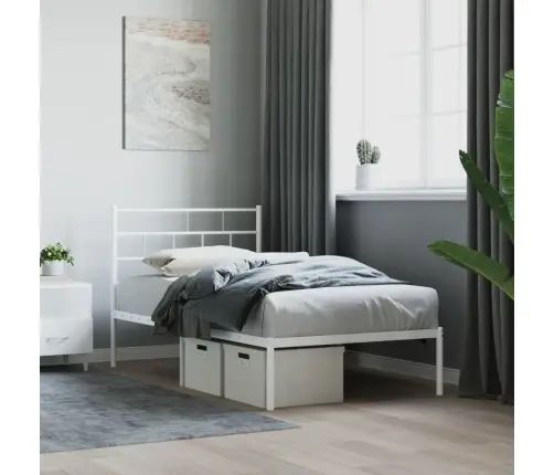 Gultas Rāmis Bez Matrača, Ar Galvgali, Balts Metāls, 75X190 Cm Vidaxl