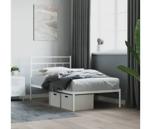 Metalinis Lovos Rėmas Su Galvūgaliu, Baltos Spalvos, 80X200Cm