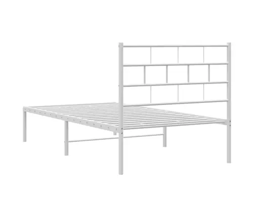 Gultas Rāmis Ar Galvgali, Balts Metāls, 90X190 Cm Vidaxl