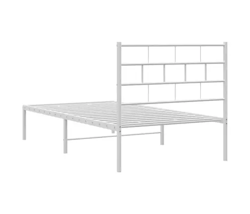 Gultas Rāmis Ar Galvgali, Balts Metāls, 107X203 Cm Vidaxl