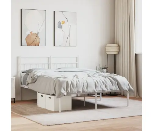 Gultas Rāmis Ar Galvgali, Balts Metāls, 120X200 Cm Vidaxl