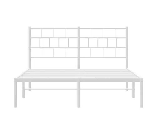 Gultas Rāmis Ar Galvgali, Balts Metāls, 140X190 Cm Vidaxl