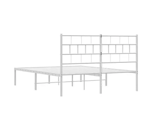 Gultas Rāmis Ar Galvgali, Balts Metāls, 140X190 Cm Vidaxl