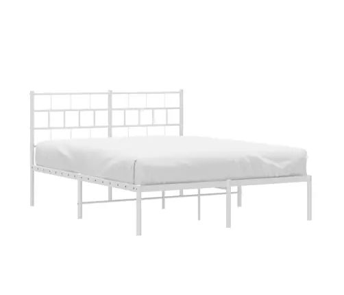 Gultas Rāmis Ar Galvgali, Balts Metāls, 140X200 Cm Vidaxl